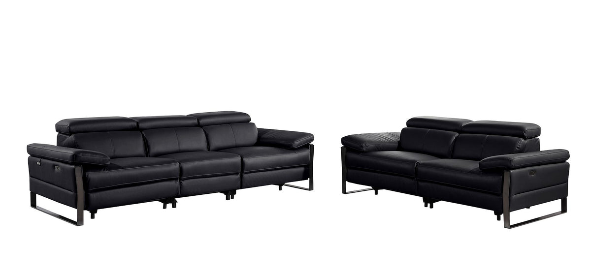 1246 Divanitalia Modular Power Dual Reclining Sofa and Loveseat Set with Power Headrests - Top Grain Italian Leather - Black - SKU 1246-BLACK-5.4-HT-2PC - view 3