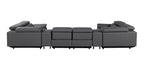 1246 Divanitalia 8-Piece U-Shaped Modular Power Reclining Sectional Sofa with 4 Power Recliners and Power Headrests - Top Grain Italian Leather
