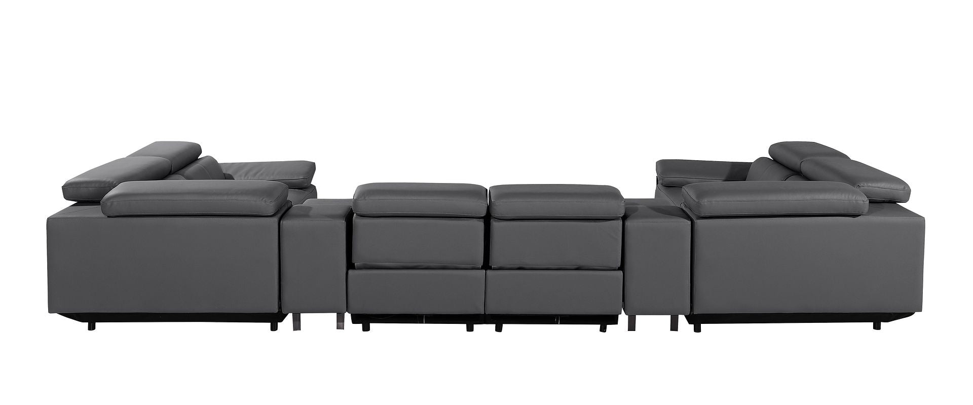 1246 Divanitalia 8-Piece U-Shaped Modular Power Reclining Sectional Sofa with 4 Power Recliners and Power Headrests - Top Grain Italian Leather