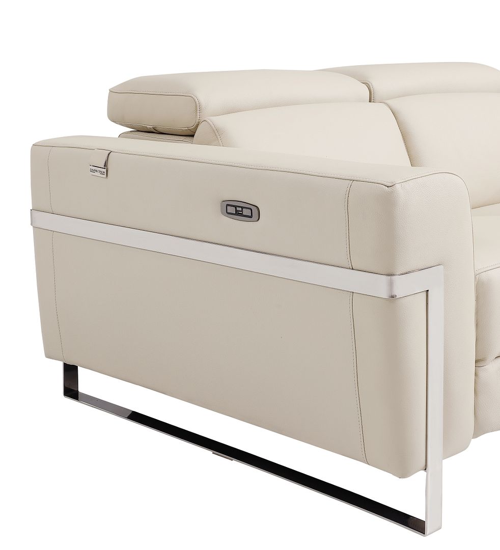 990 Divanitalia Power Reclining Arm Chair with Power Headrest in Top-grain Italian Leather - Beige - SKU 990-BEIGE-CH - view 6