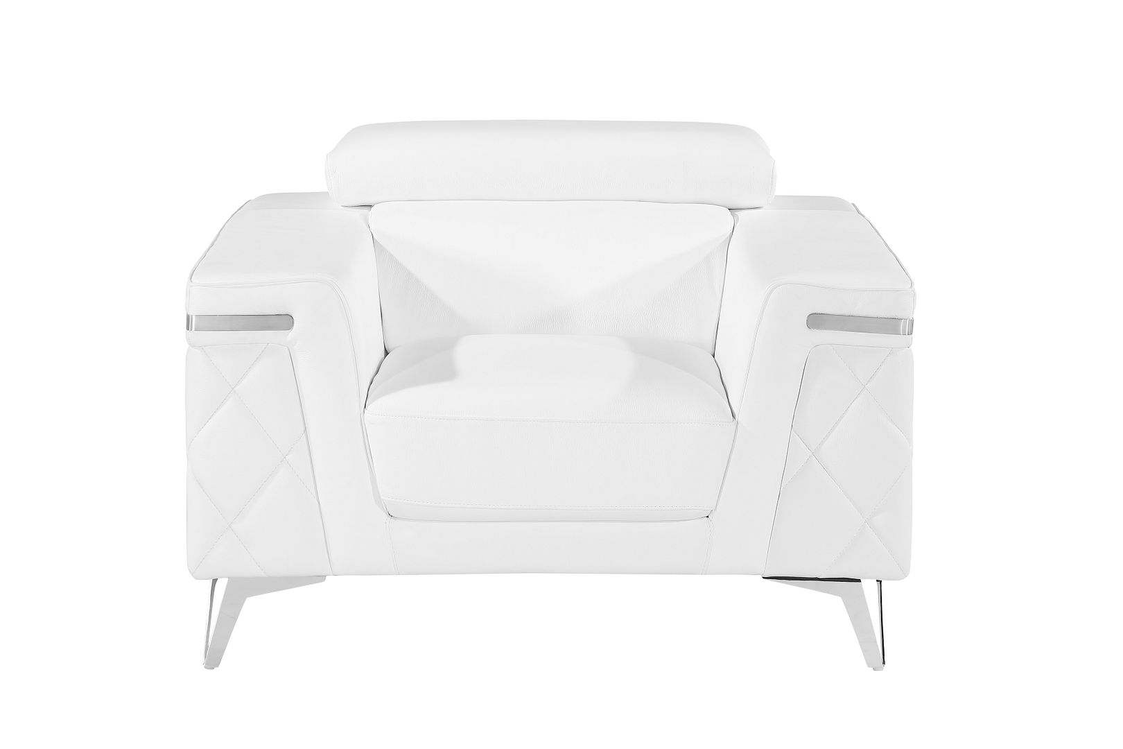 1140 Divanitalia Chair with Adjustable Headrest in Top-grain Italian Leather - White