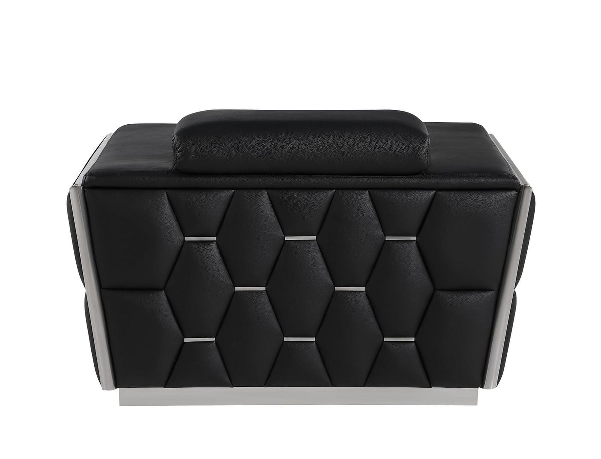 1111 Divanitalia Chair with Adjustable Headrest in Top-grain Italian Leather - Black - SKU 1111-BLACK-CH - view 4