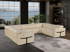 1126 Divanitalia 8-Piece U-Shaped Sectional Sofa in Top Grain Italian Leather with 4 Power Recliners & Power Headrests - Beige