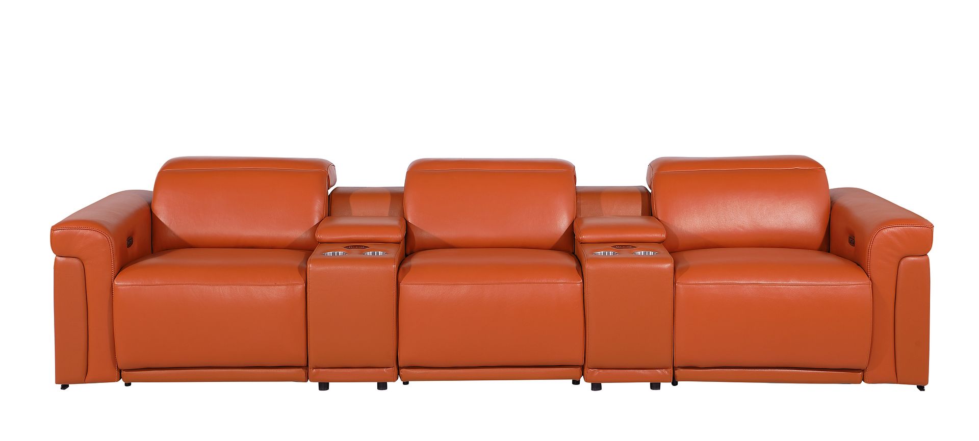1126 Divanitalia 5-Piece Modular Power Reclining Sofa in Top Grain Italian Leather with 3 Power Recliners & Power Headrests