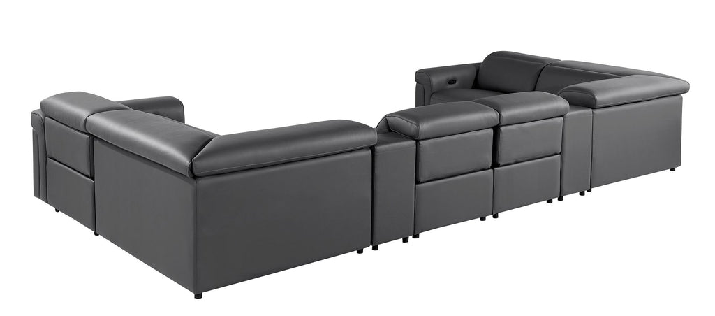 1126 Divanitalia 8-Piece U-Shaped Sectional Sofa in Top Grain Italian Leather with 4 Power Recliners & Power Headrests