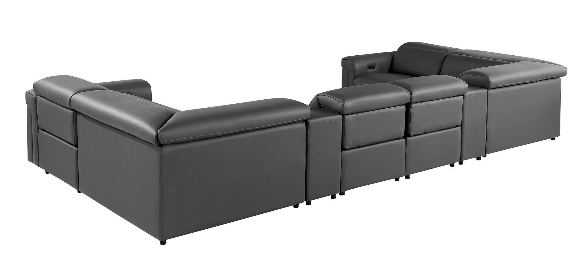 1126 Divanitalia 8-Piece U-Shaped Sectional Sofa in Top Grain Italian Leather with 4 Power Recliners & Power Headrests