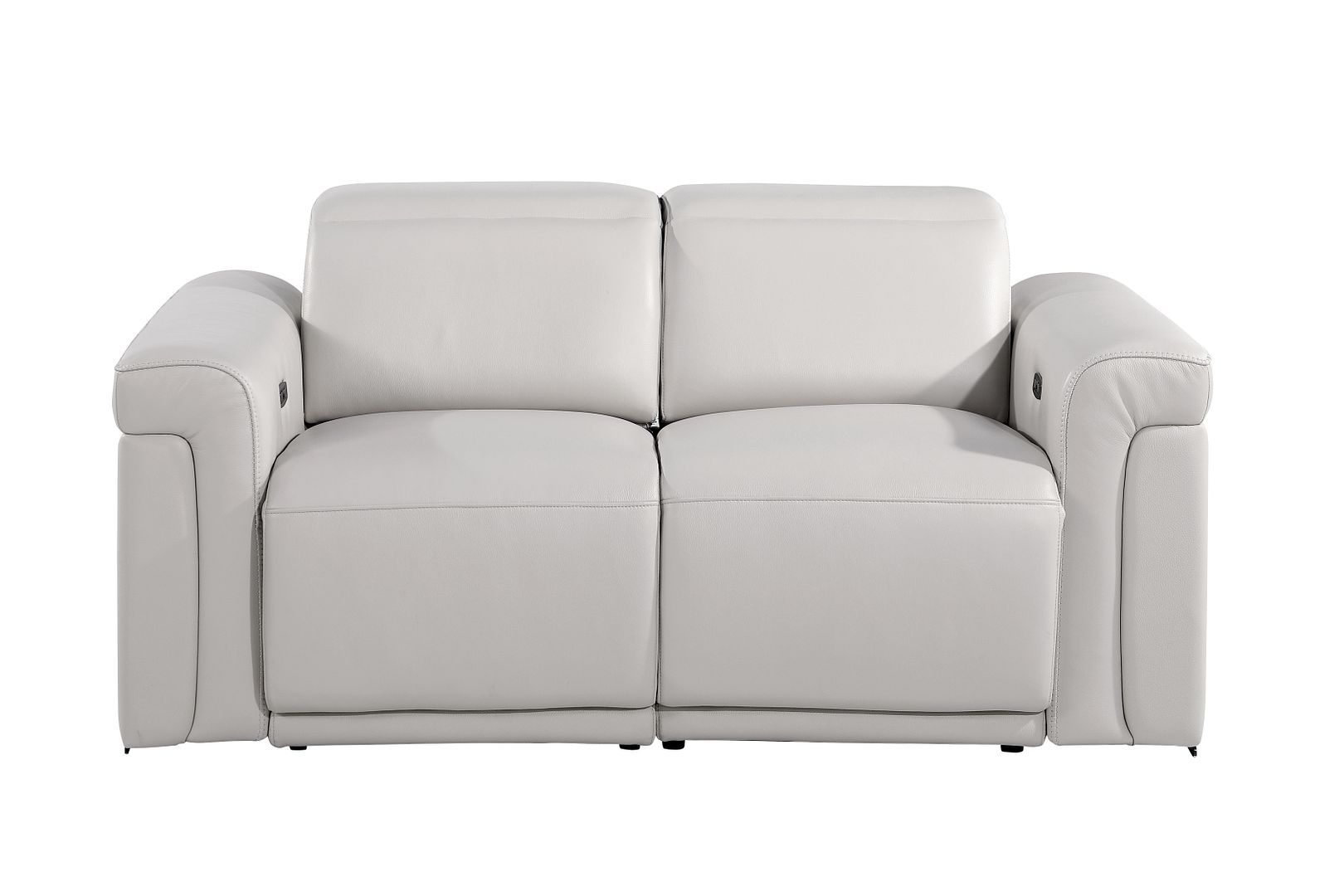 1126 Divanitalia Power Reclining Loveseat in Top Grain Italian Leather with 2 Power Recliners & Power Headrests - Light Grey