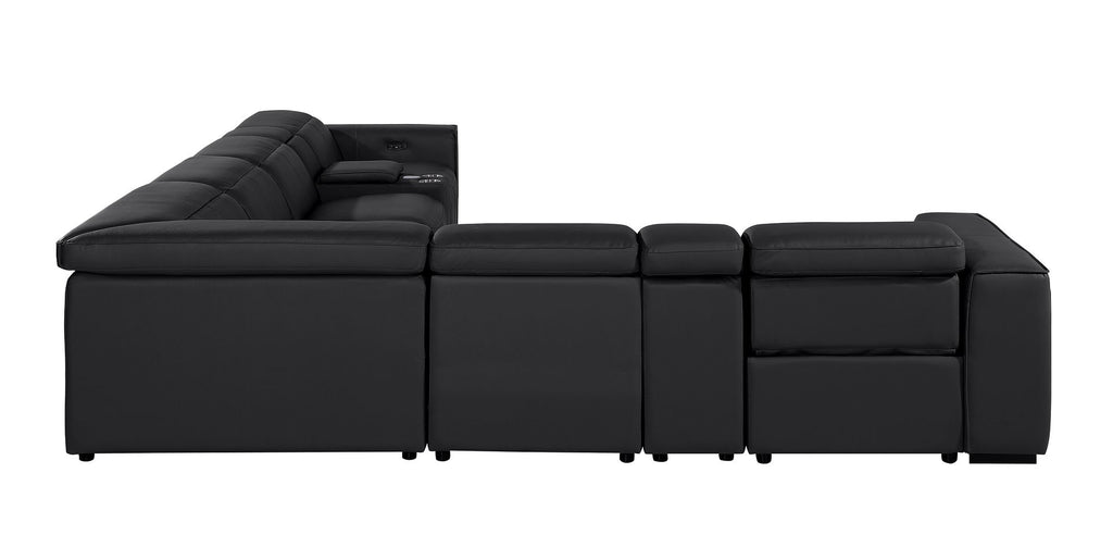 1224 Divanitalia 8-Piece L-Shaped Sectional Sofa in Top Grain Italian Leather with 3 Power Recliners & Power Headrests - Black - SKU 1224-BLACK-8PC-3PWR-SECTIONAL - view 6
