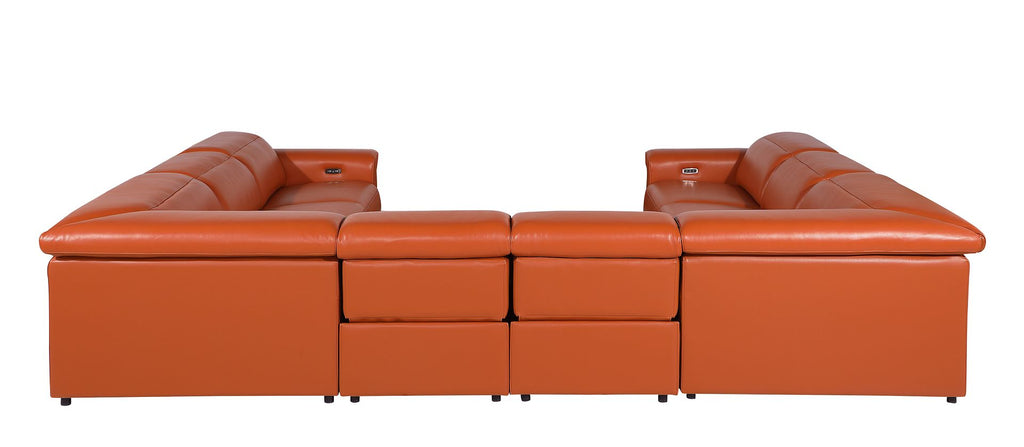 1126 Divanitalia 8-Piece U-Shaped Sectional Sofa in Top Grain Italian Leather with 4 Power Recliners & Power Headrests