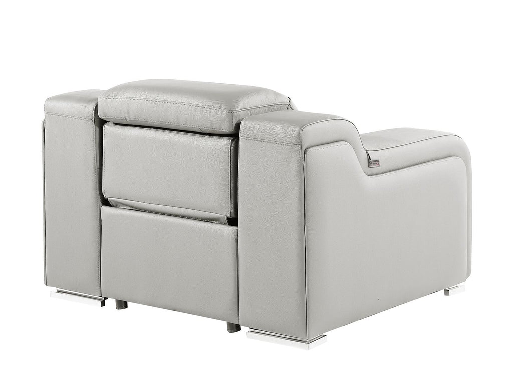 1116 Divanitalia Top Grain Italian Leather Power Reclining Chair with Power Headrests - Light Grey - SKU 1116-LT_GREY-CH - view 5