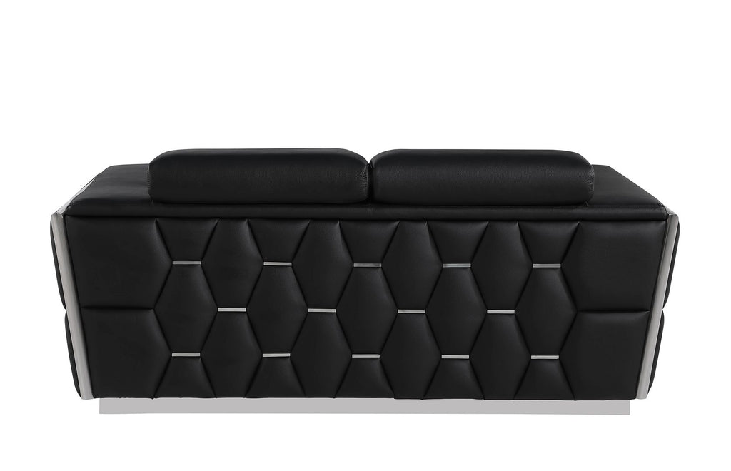 1111 Divanitalia Loveseat with Adjustable Headrest in Top-grain Italian Leather - Black - SKU 1111-BLACK-L - view 4