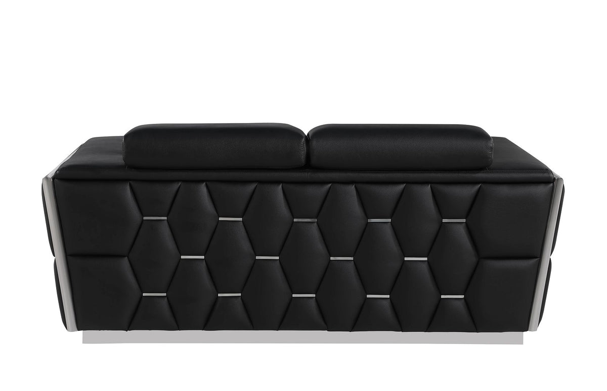 1111 Divanitalia Loveseat with Adjustable Headrest in Top-grain Italian Leather - Black - SKU 1111-BLACK-L - view 4