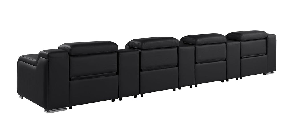 1116 Divanitalia 7-Piece Modular Power Reclining Sofa in Top Grain Italian Leather with 4 Power Recliners & Power Headrests - Black - SKU 1116-BLACK-S-7.4-HT - view 6