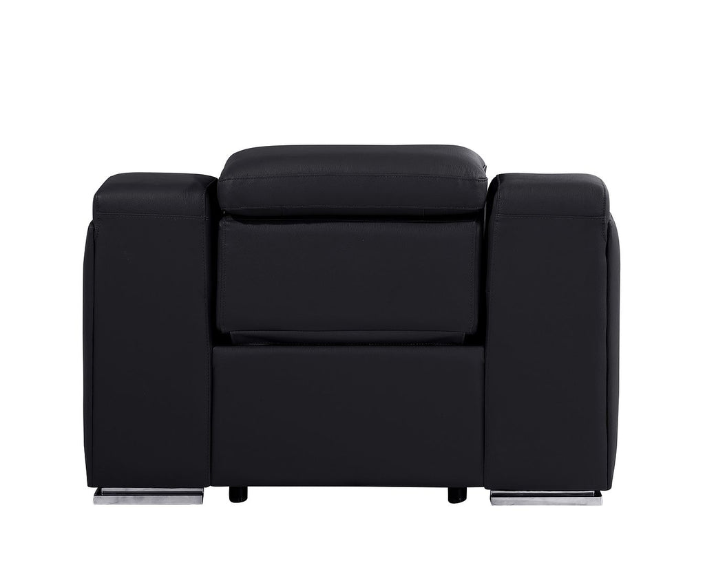1116 Divanitalia Top Grain Italian Leather Power Reclining Chair with Power Headrests - Black - SKU 1116-BLACK-CH - view 7