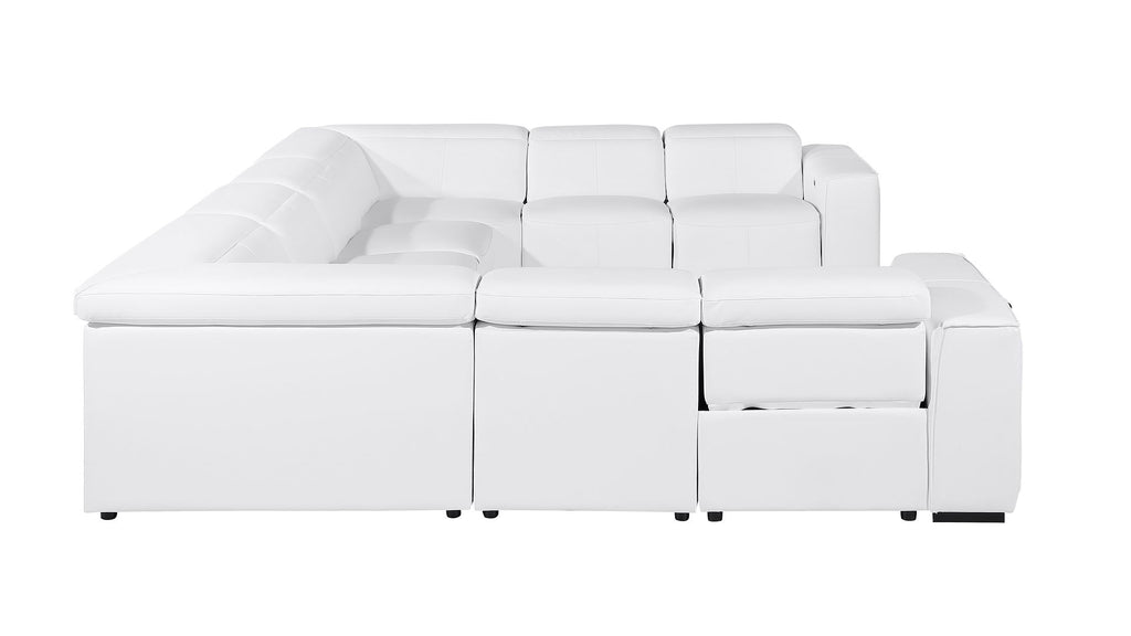 1224 Divanitalia 8-Piece L-Shaped Sectional Sofa in Top Grain Italian Leather with 4 Power Recliners & Power Headrests
