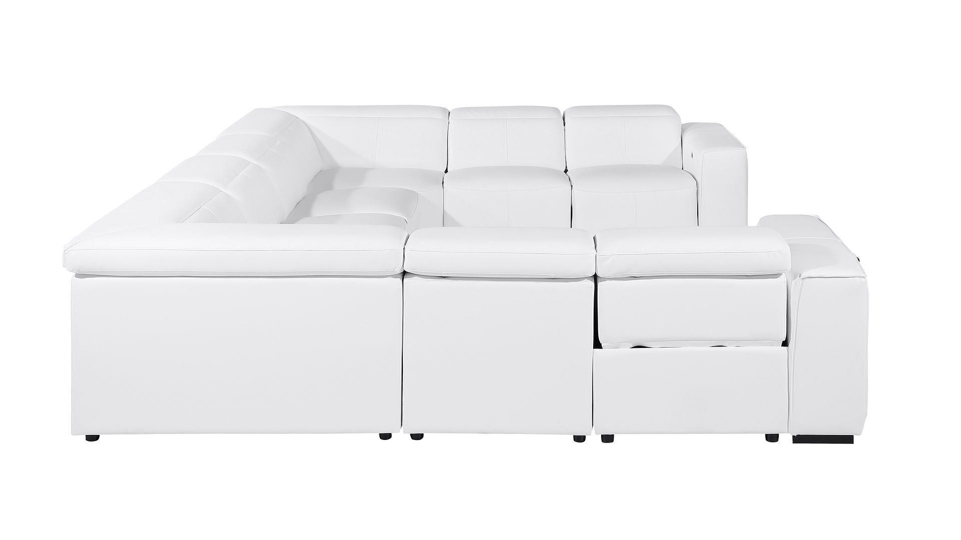 1224 Divanitalia 8-Piece L-Shaped Sectional Sofa in Top Grain Italian Leather with 4 Power Recliners & Power Headrests
