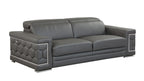 692 Divanitalia 3-Piece Sofa Set with Adjustable Headrest in Top-grain Italian Leather - Dark Grey - SKU 692- DARK GRAY 3PC (S/L/CH) - GROUP - view 4