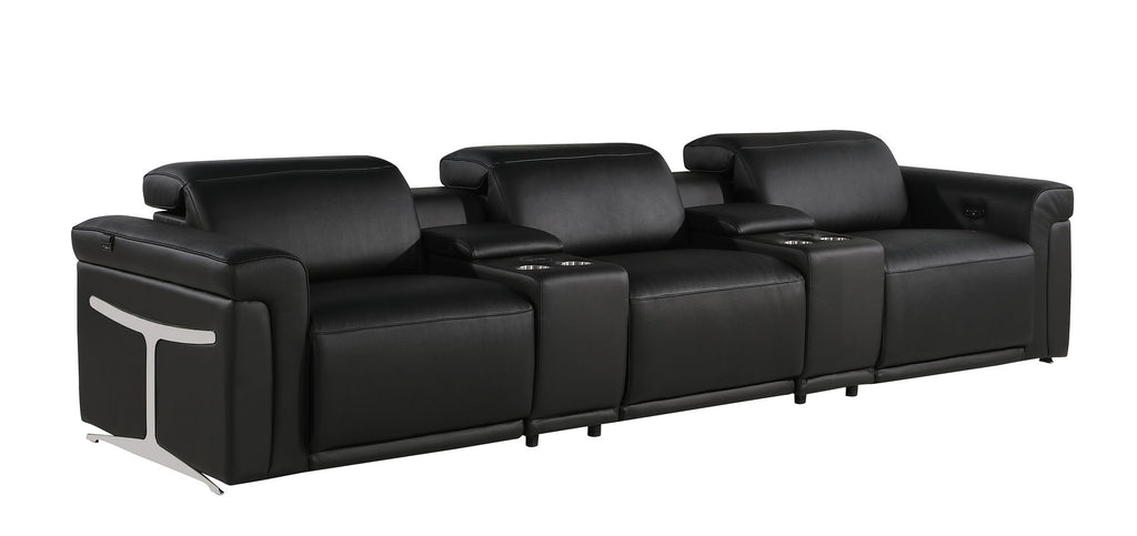 1126 Divanitalia 5-Piece Modular Power Reclining Sofa in Top Grain Italian Leather with 3 Power Recliners & Power Headrests