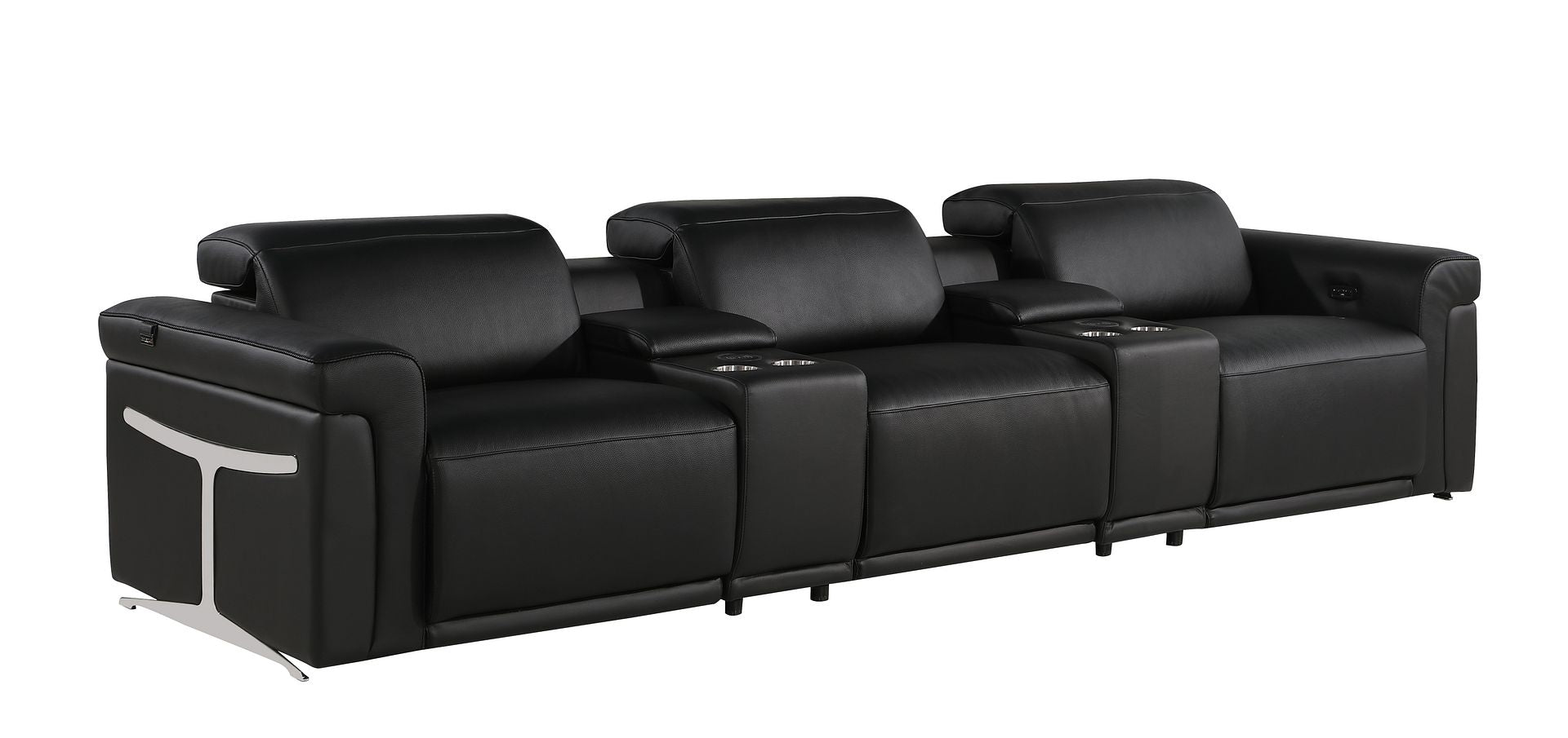 1126 Divanitalia 5-Piece Modular Power Reclining Sofa in Top Grain Italian Leather with 3 Power Recliners & Power Headrests