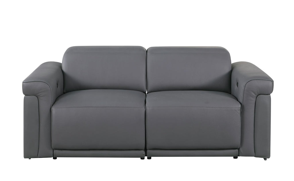 1126 Divanitalia 6-Piece Modular Power Reclining Sofa, Loveseat & Chair Set in Top Grain Italian Leather with 6 Power Recliners & Power Headrests - Dark Grey - SKU 1126-DK_GREY-6.6-HT-3PC - view 8