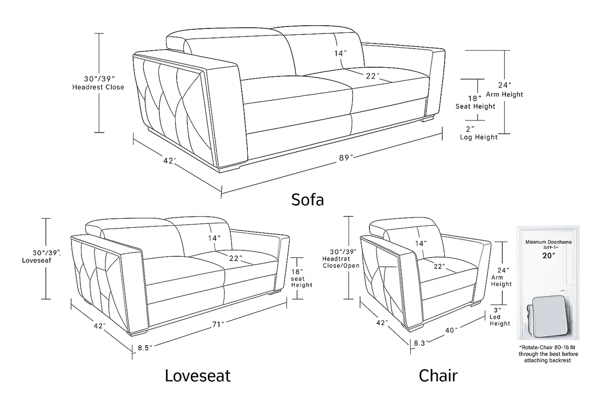 1120 Divanitalia 3-Piece Sofa Set with Adjustable Headrest in Top-grain Italian Leather - White - SKU 1120-WHITE-3PC - view 17
