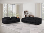 1116 DivanItalia Black  6-Piece Modular Power Reclining Sofa and Console Loveseat Set in Top Grain Italian Leather with 5 Power Recliners & Power - free Headrestshite glove delviery in LA, Ventura and Orange counties