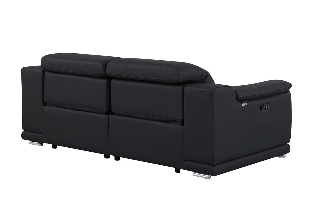 9762 Divanitalia 2-Piece Modular Power Reclining Console with 2 Power Recliners in Top Grain Italian Leather