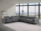 1246 Divanitalia 7-Piece L-Shaped Modular Power Reclining Sectional Sofa with 3 Power Recliners and Power Headrests - Top Grain Italian Leather - Dark Grey