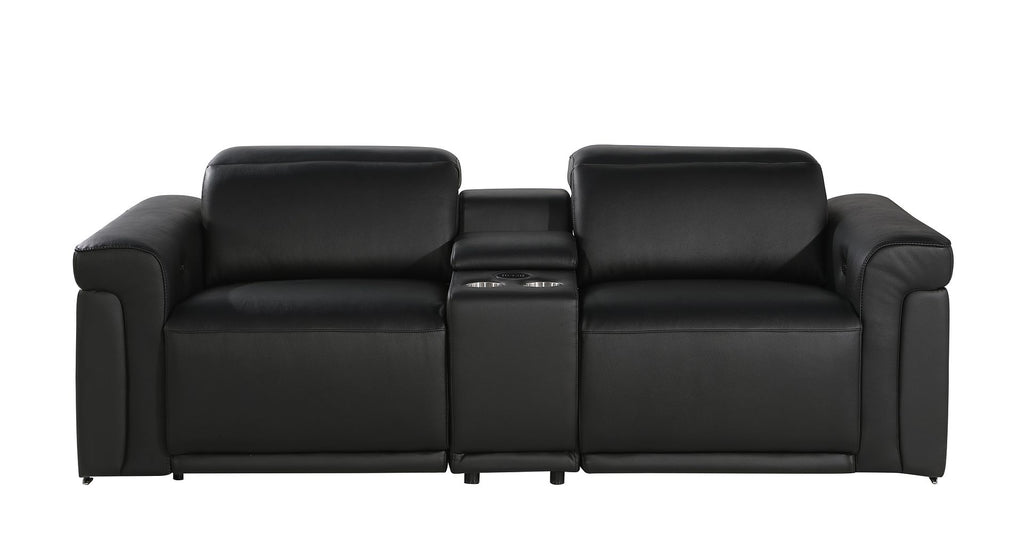 1126 Divanitalia 3-Piece Modular Power Reclining Loveseat in Top Grain Italian Leather with 2 Power Recliners & Power Headrests