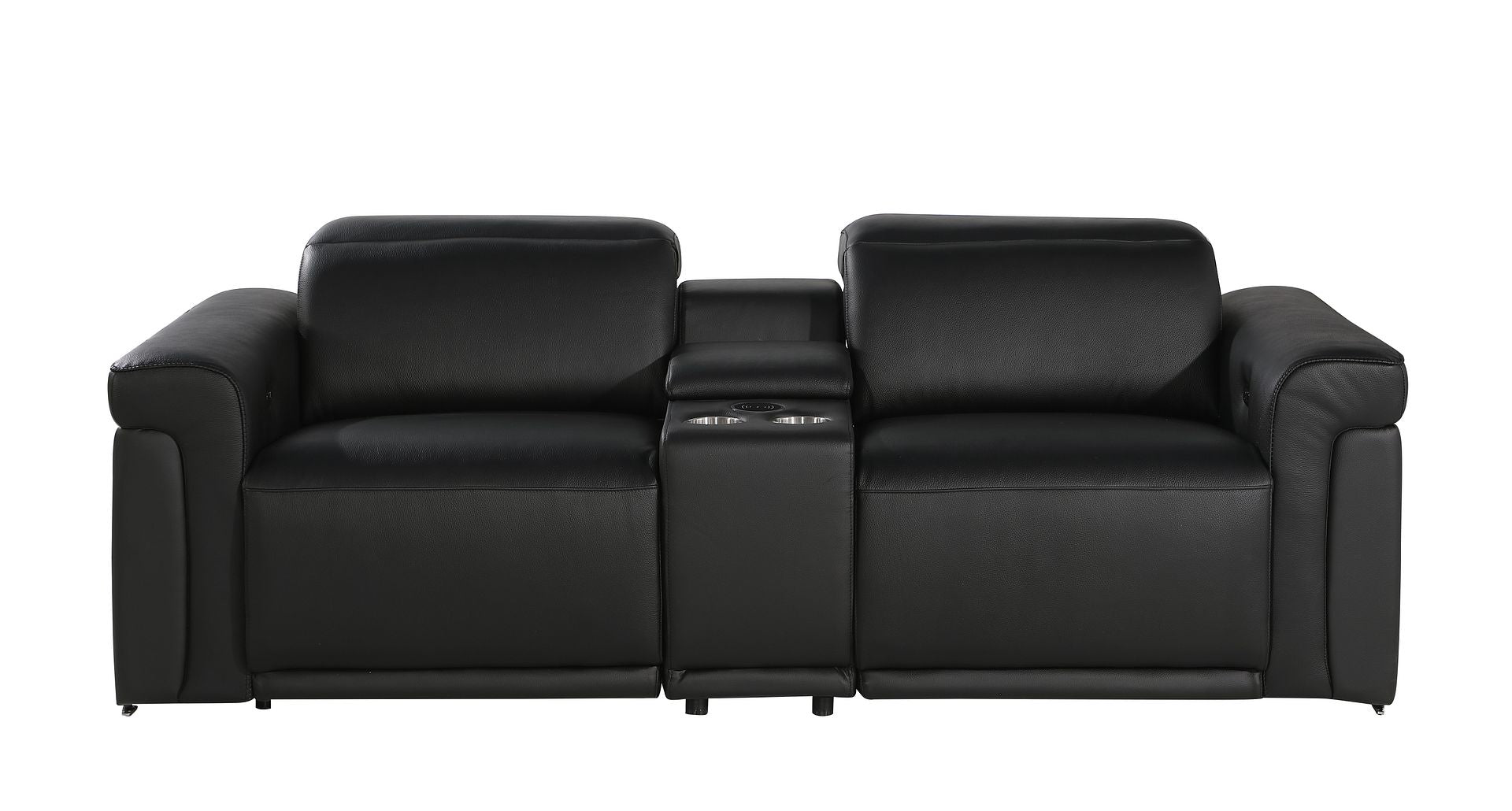 1126 Divanitalia 3-Piece Modular Power Reclining Loveseat in Top Grain Italian Leather with 2 Power Recliners & Power Headrests