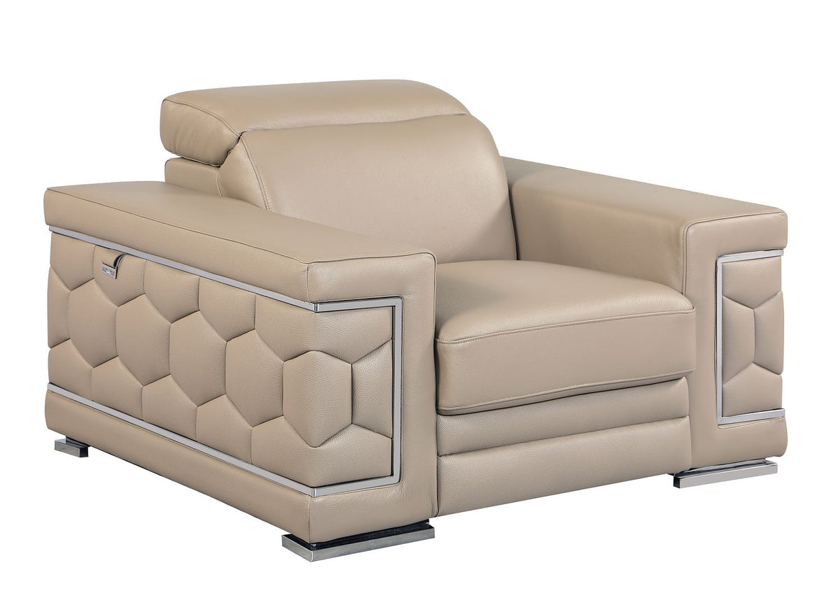 692 Divanitalia Chair with Adjustable Headrest in Top-grain Italian Leather - Beige - SKU 692-CH-BEIGE - view 2