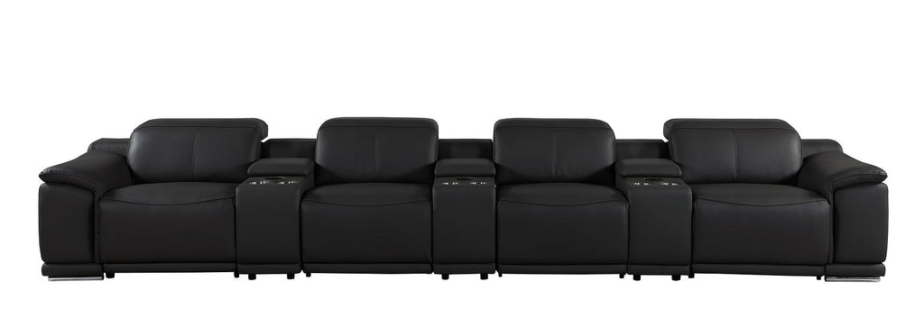 9762 Divanitalia 7-Piece Modular Top Grain Italian Leather Power Reclining Sofa with 4 Power Recliners