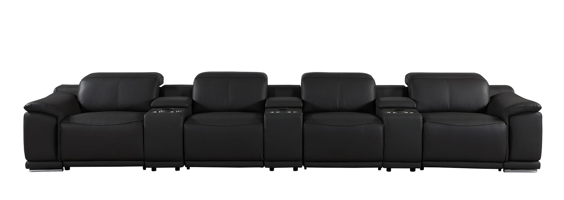 9762 Divanitalia 7-Piece Modular Top Grain Italian Leather Power Reclining Sofa with 4 Power Recliners