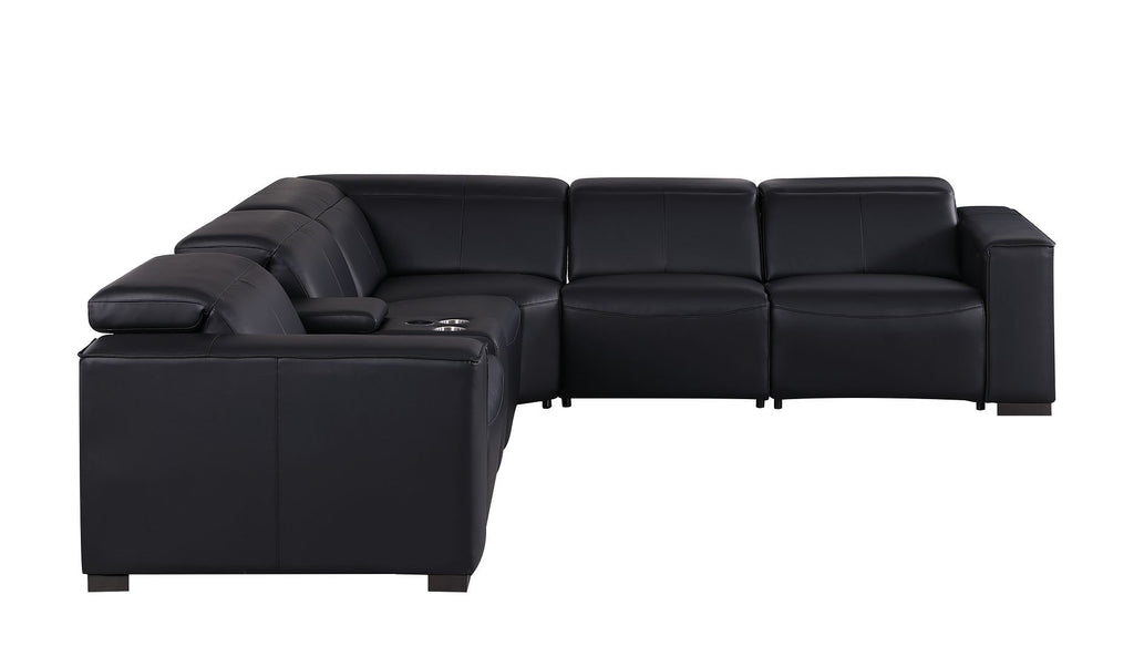 1208 6-Piece L-Shaped Leather Reclining Sectional Sofa with 3 Power Recliners