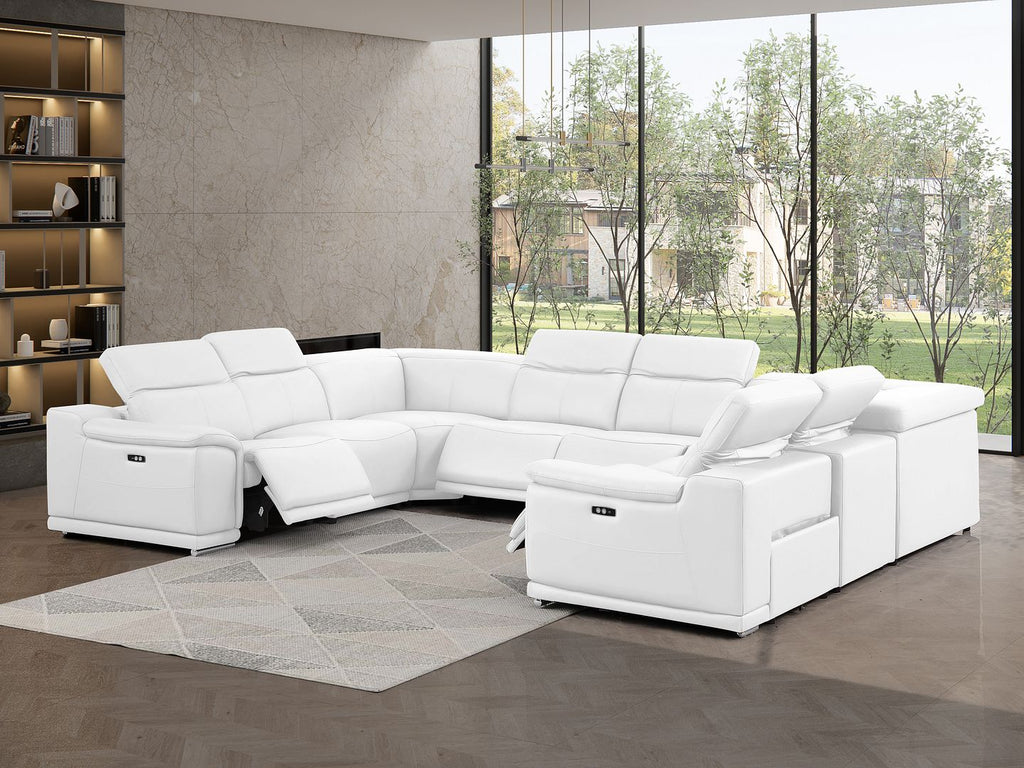 2679 8-Piece U-Shaped Power Reclining Sectional Sofa in Genuine Leather - 4 Recliners