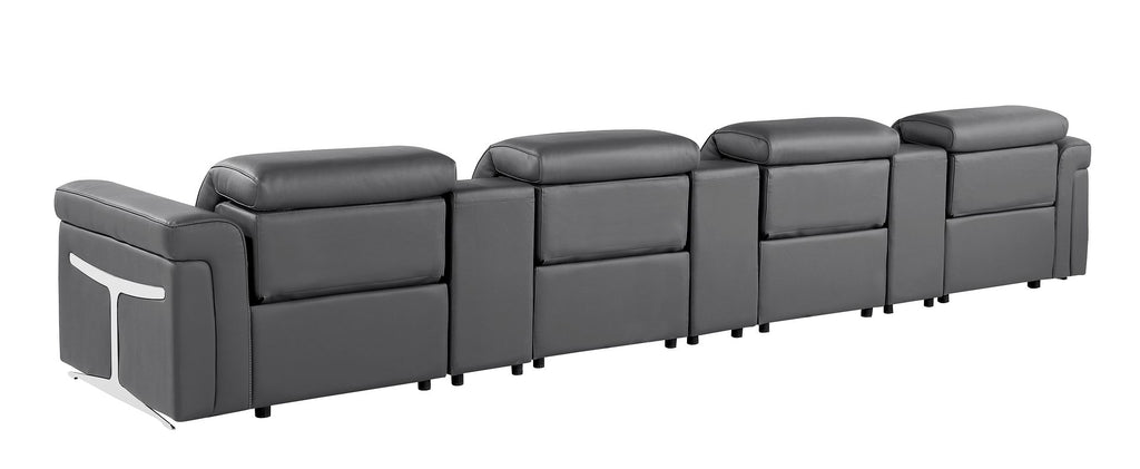 1126 Divanitalia 7-Piece Modular Power Reclining Sofa in Top Grain Italian Leather with 4 Power Recliners & Power Headrests - Dark Grey - SKU 1126-DK_GREY-7.4-HT - view 7