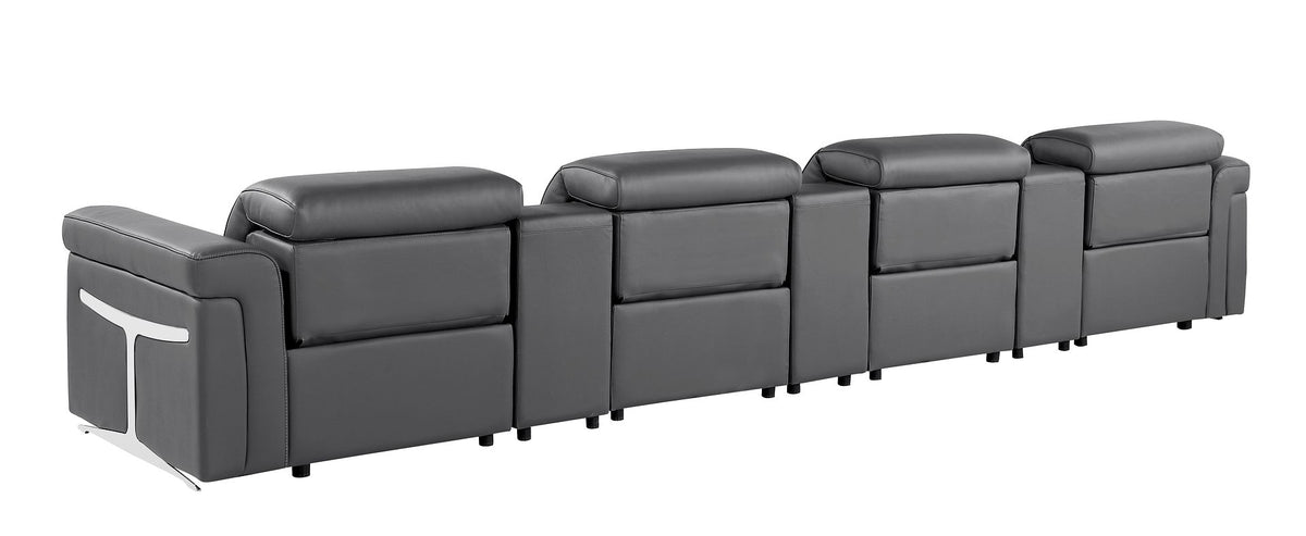 1126 Divanitalia 7-Piece Modular Power Reclining Sofa in Top Grain Italian Leather with 4 Power Recliners & Power Headrests - Dark Grey - SKU 1126-DK_GREY-7.4-HT - view 7