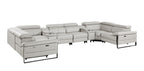 1246 Divanitalia 8-Piece U-Shaped Modular Power Reclining Sectional Sofa with 4 Power Recliners and Power Headrests - Top Grain Italian Leather