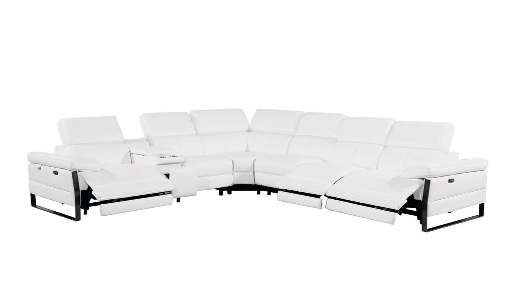 1246 Divanitalia 7-Piece L-Shaped Modular Power Reclining Sectional Sofa with 3 Power Recliners and Power Headrests - Top Grain Italian Leather