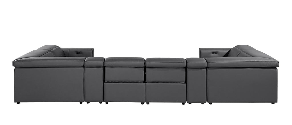 1224 Divanitalia 8-Piece U-Shaped Sectional Sofa in Top Grain Italian Leather with 4 Power Recliners & Power Headrests