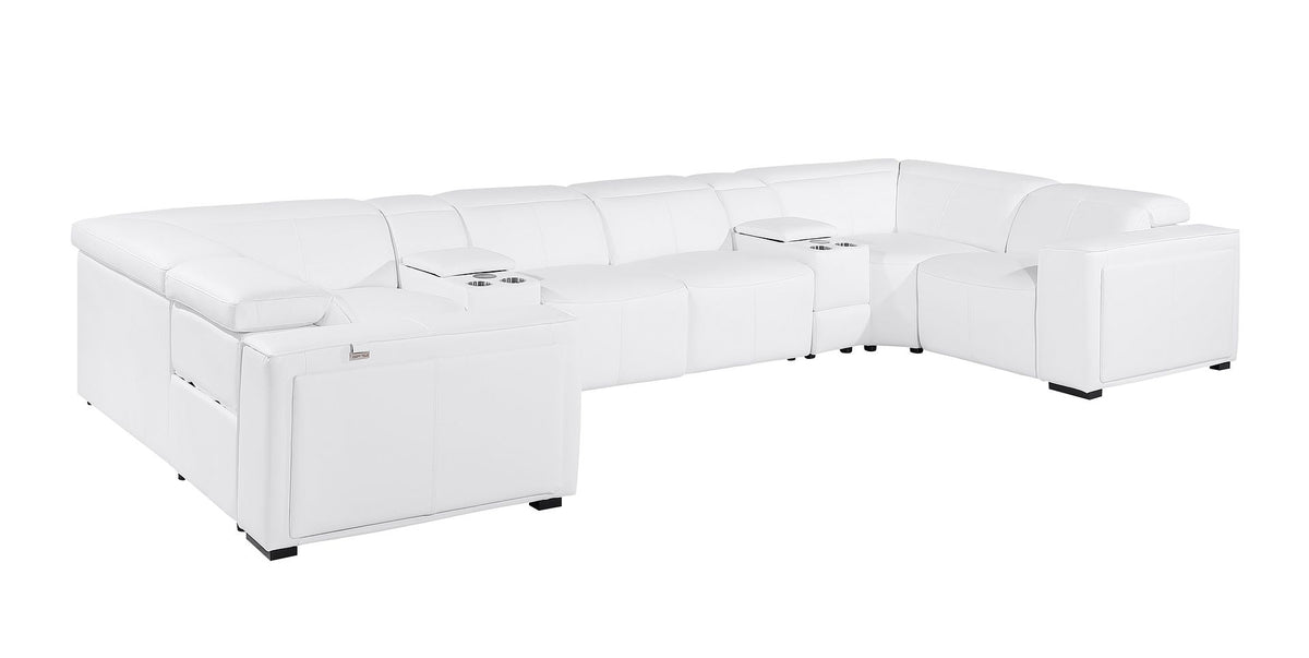 1224 Divanitalia 8-Piece U-Shaped Sectional Sofa in Top Grain Italian Leather with 2 Power Recliners & Power Headrests - White - SKU 1224-WHITE-8PC-2PWR-U-SECTIONAL - view 4