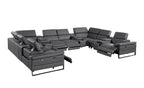 1246 Divanitalia 12-Piece U-Shaped Modular Power Reclining Sectional Sofa with 4 Power Recliners and Power Headrests - Top Grain Italian Leather - Dark Grey - SKU 1246-DK-GREY-12PC-4PWR-U-SECTIONAL - view 5