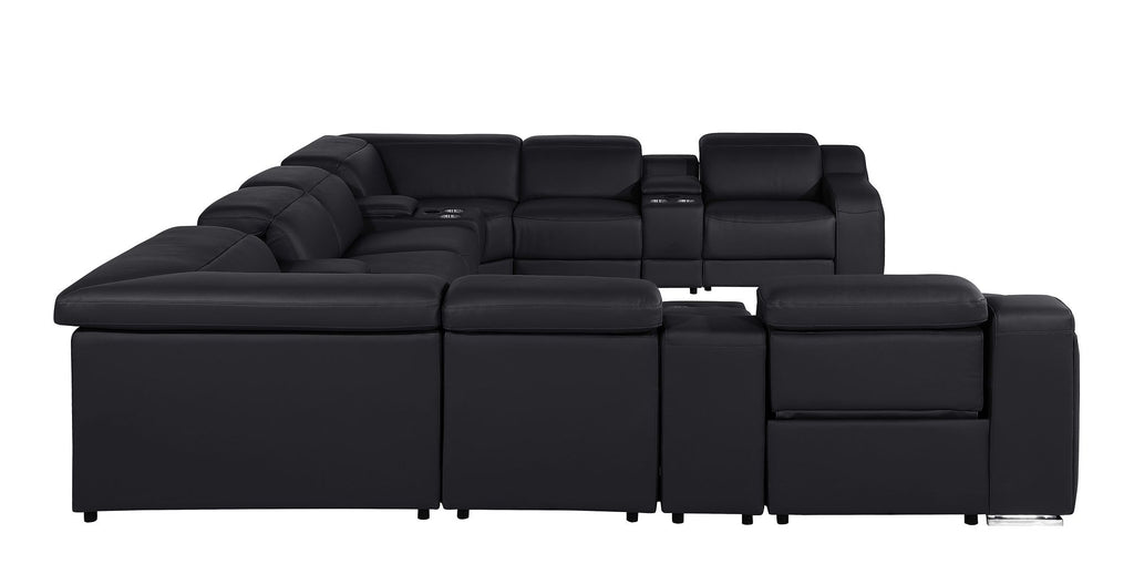 1116 Divanitalia 12-Piece U-Shaped Sectional Sofa in Top Grain Italian Leather with 4 Power Recliners & Power Headrests