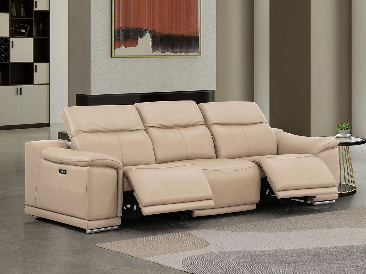 2679 Genuine Leather Sofa with Dual Power Recliners - Beige - SKU 2679-BEIGE-3.2-S-HT - view 2