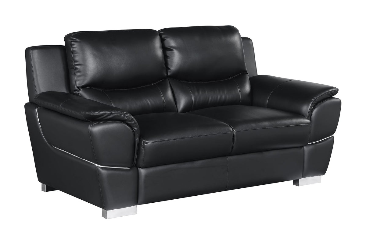 4572 Modern Genuine Leather Loveseat - Black - SKU 4572-L-BLACK - view 2