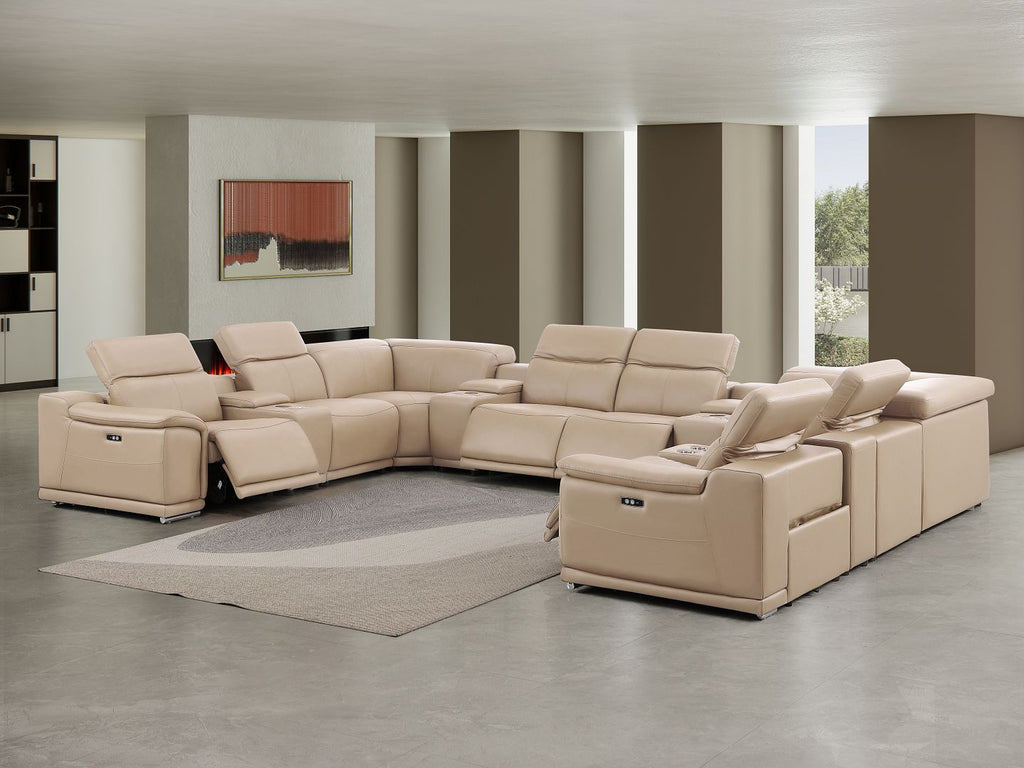 2679 12-Piece U-Shaped Power Reclining Sectional Sofa in Genuine Leather - 4 Recliners
