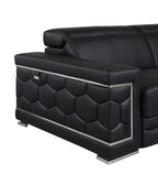 692 Divanitalia Sofa with Adjustable Headrest in Top-grain Italian Leather - Black - SKU 692-S-BLACK - view 6