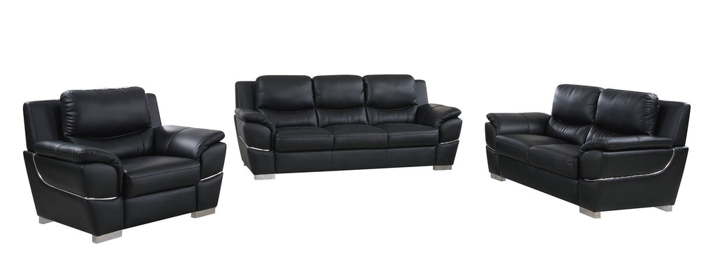 4572 Modern Genuine Leather 3-Piece Sofa Set - Black - SKU 4572 BLACK 3PC (S/L/C) - GROUP - view 2