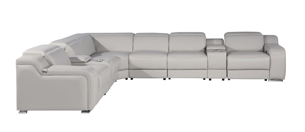 1116 Divanitalia 8-Piece L-Shaped Sectional Sofa in Top Grain Italian Leather with 3 Power Recliners & Power Headrests - Light Grey - SKU 1116-LT-GREY-8PC-3PWR-SECTIONAL- GROUP - view 4