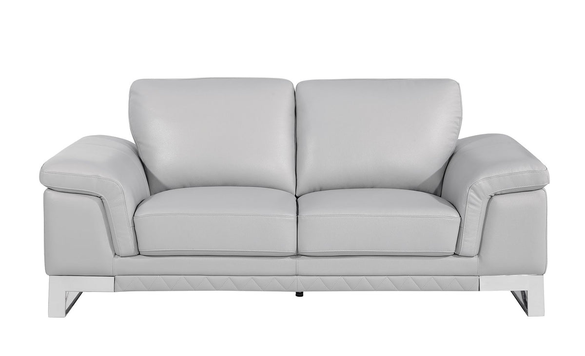 411 Divanitalia Loveseat in Top-grain Italian Leather - Light Grey - SKU 411-L-LIGHT GRAY